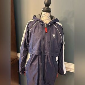 TYR Navy Hooded Swimmer Windbreaker